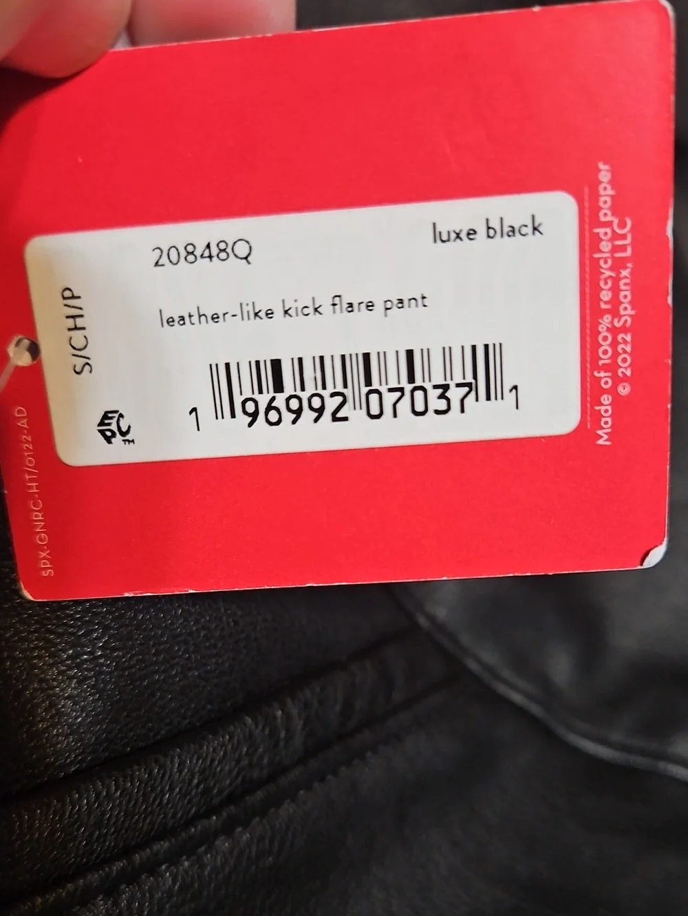 Spanx Leather-Like Kick Flare Black Mid-Rise Pants-NWT